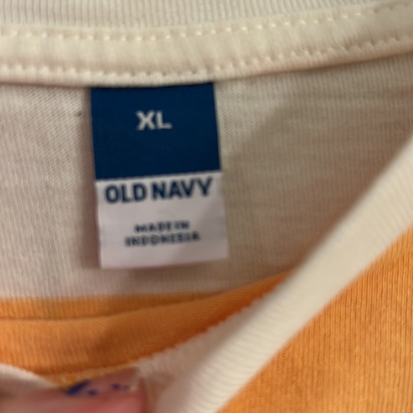 NWOT Long-Sleeve Vintage Loose Striped Easy T-Shirt Orange Rugby Stripe Size XL - Picture 3 of 4